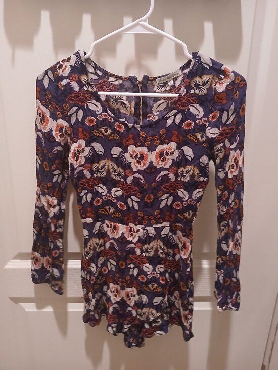 Charlotte Russe Pants - 135 Charlotte Russe Floral Long Sleeve Shorts Romper Whimsigothic Boho Mini M